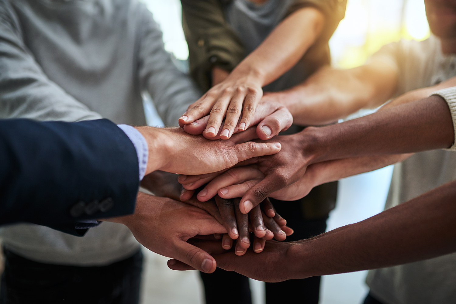 A multiracial group of hands